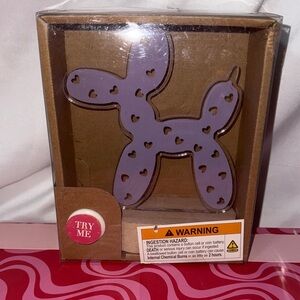 Purple with Hearts Balloon Dog LED Night Light Valentines Day